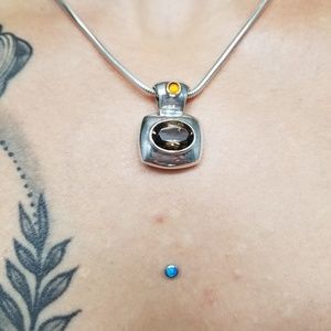 Sterling silver and smokey quartz necklace